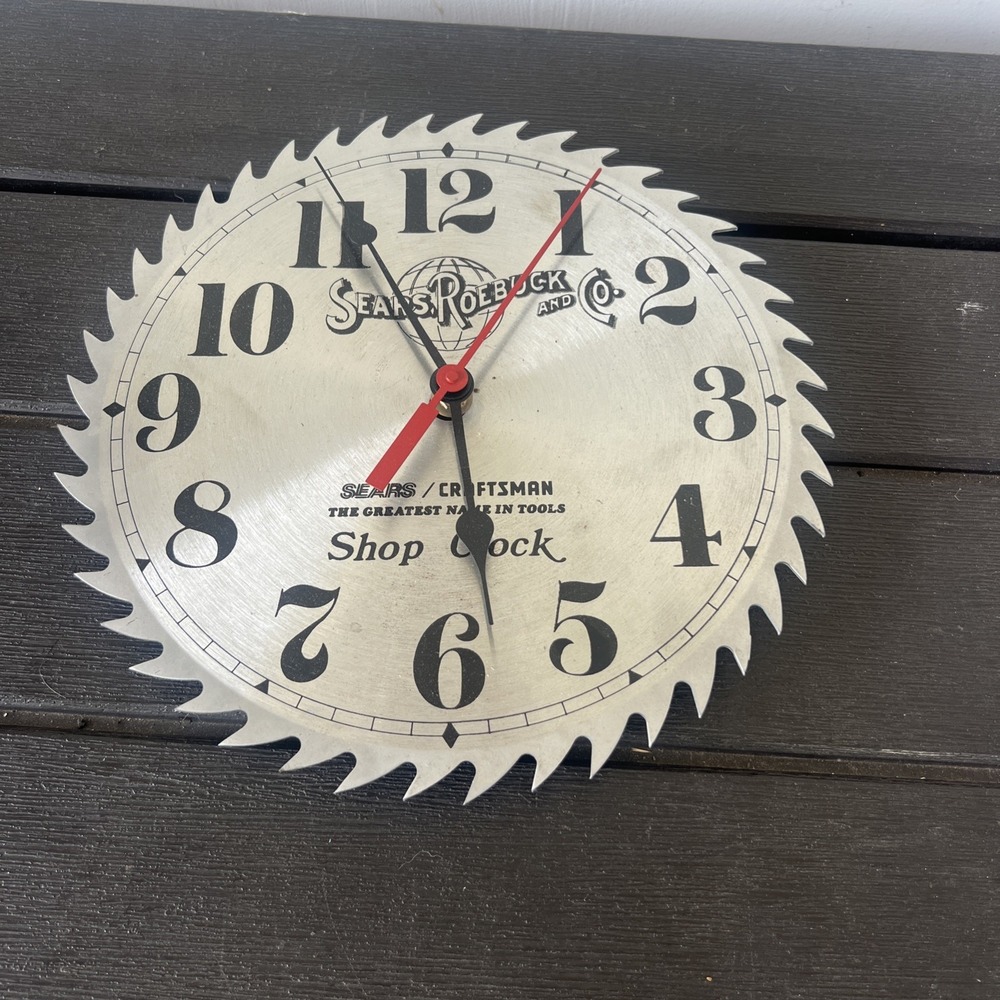 VINTAGE ADVERTISING SEARS CRAFTSMAN SHOP BATTERY OPPERATED WALL CLOCK